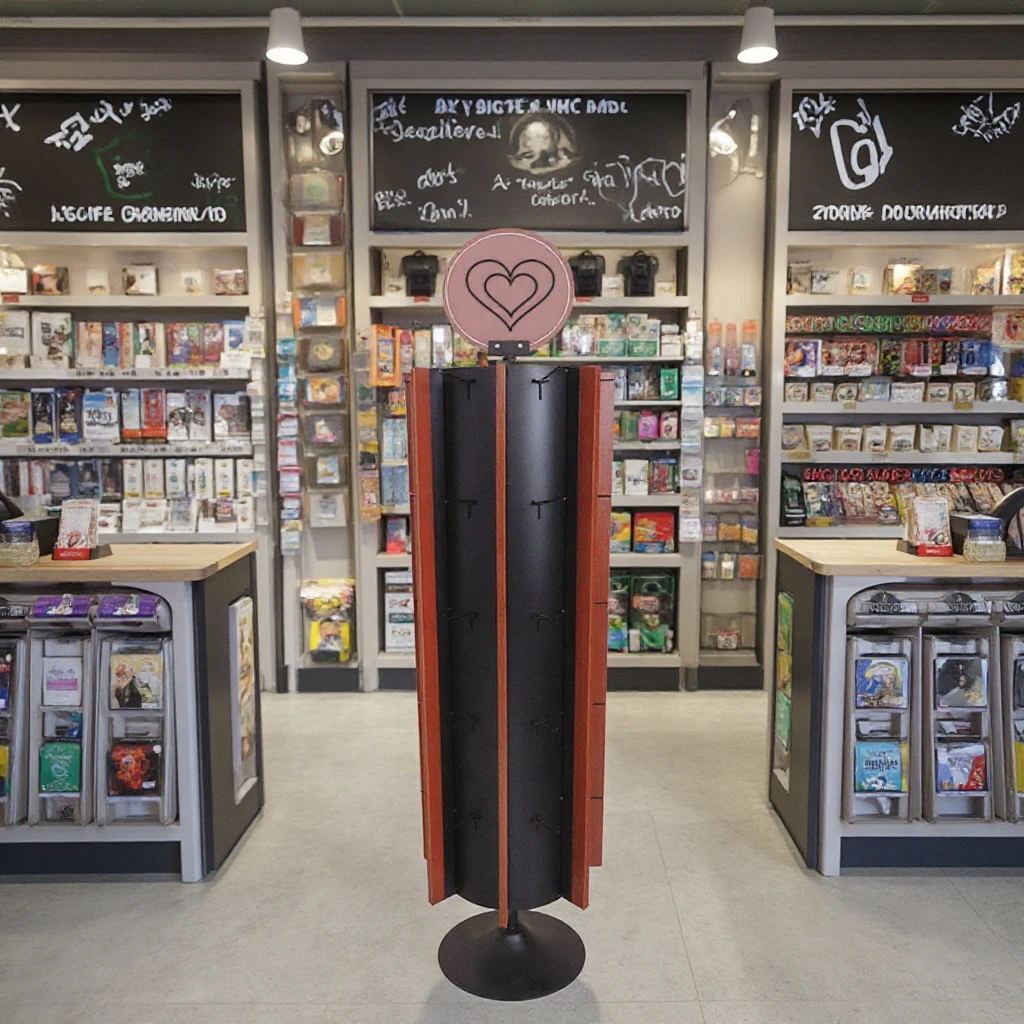 Custom Stationery Retail Store Postcard Greeting Card Phone Accessories Tool Metal Hook Rotating Display Rack Stand Holder