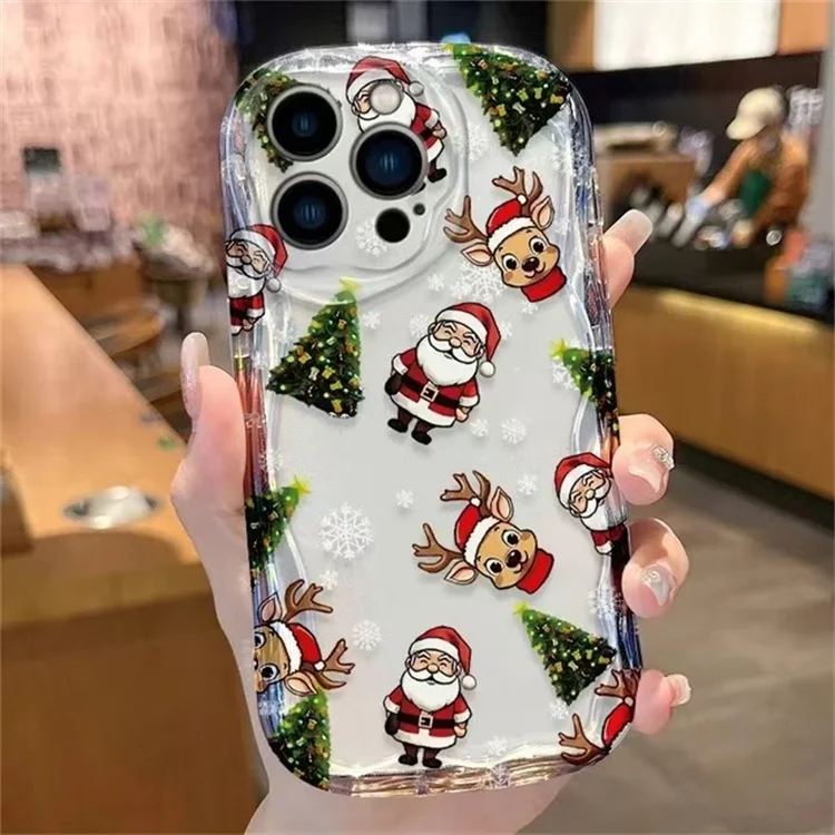 Christmas Design Phone Case Screen Lens Protection Soft TPU Cover For iPhone 16 Pro Max/16 Plus/15/14/13/12/11