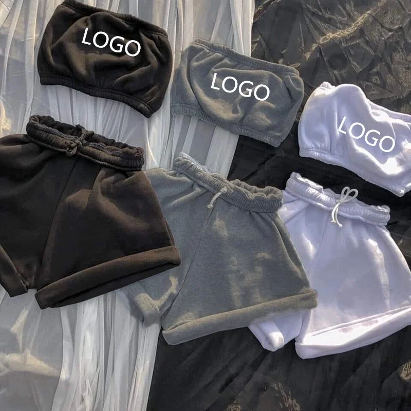 High quality 2 Piece summer wholesale custom cotton shorts women fashion rough selvedge casual womans shorts sets