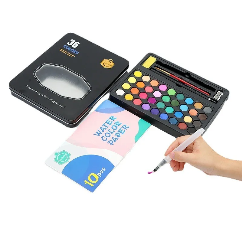 Keep Smiling Professional 36color Non-Toxic Solid Watercolor Paint Set For Drawing