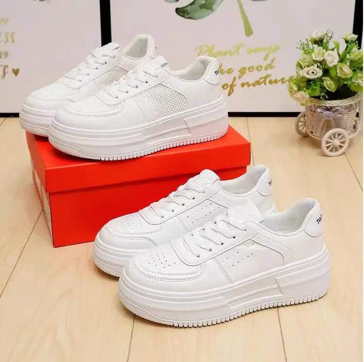 Thick sole heightening white shoes for women 2024 new summer versatile mesh sports shoes casual sneakers