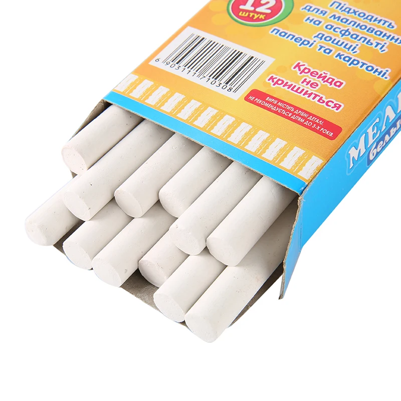 Manufacturers supply 12 white chalk water-soluble dust-free chalk teaching chalk wholesale for children