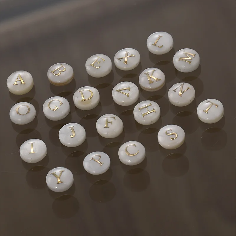 New Design Letter Round Shell Beads Double-sided Phnom Penh Diy Necklace with Materials Factory Direct Sales