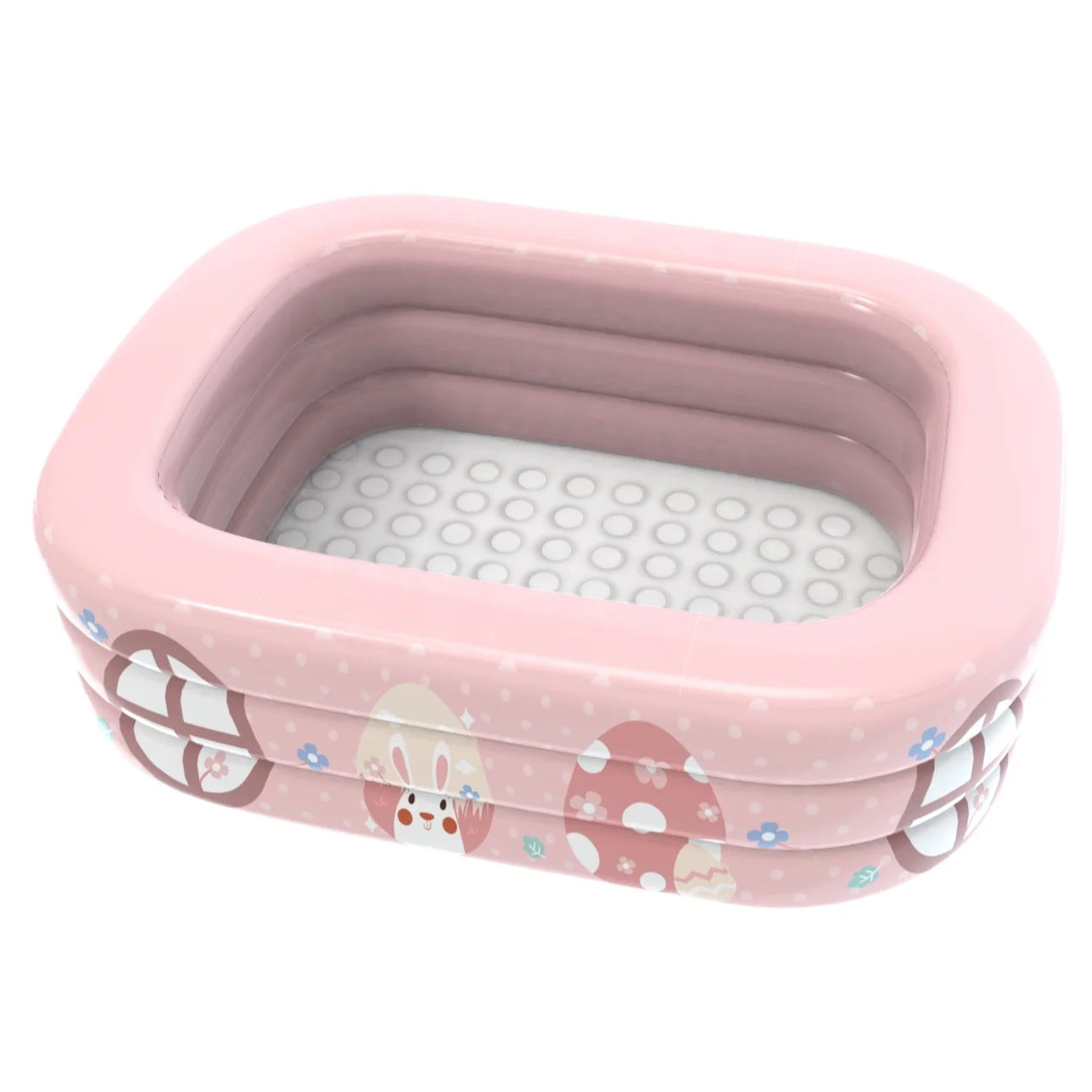 POOLUCKY Pink Rabbit Pattern Kids Rectangle 120x90x55cm Inflatable Swimming Pool