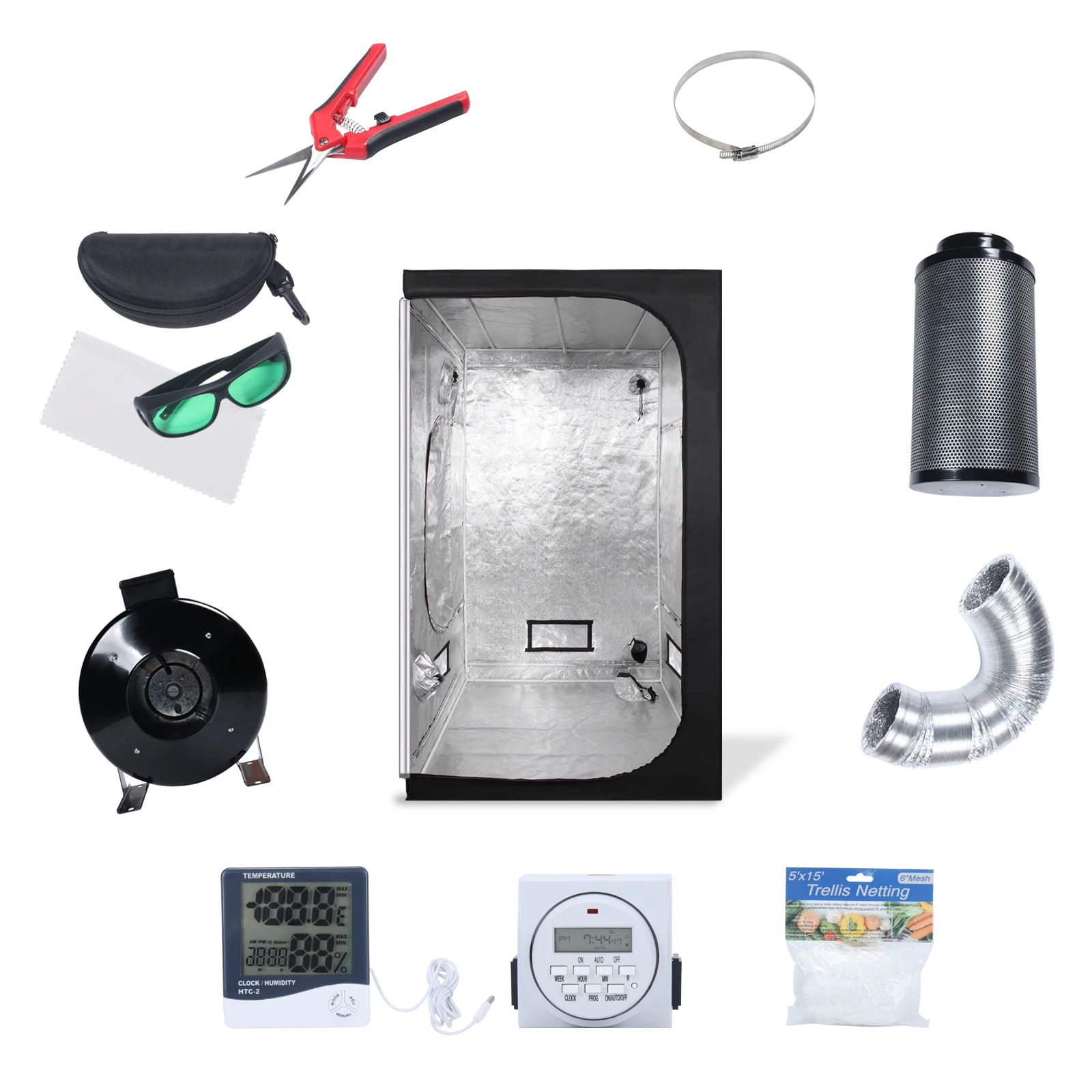 
Commercial Herb Growing Kit 600D Hydroponic Grow Box growtent Roof Indoor Plant Grow Tent Complete Kit 