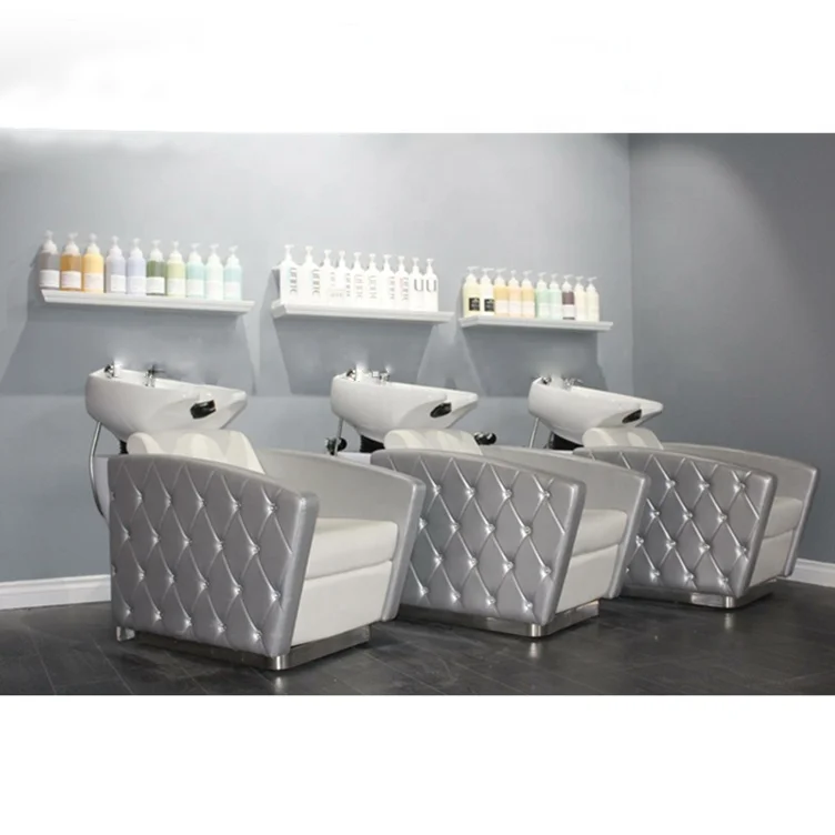 Wanghong European shampoo chair electric head massage back wash hair white shampoo chair for salon equipment