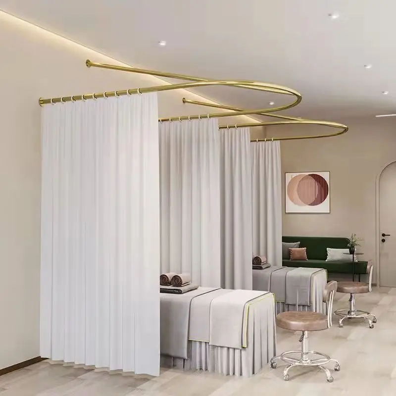 Beauty salon partition curtain U-shaped health hall light opaque curtain rod