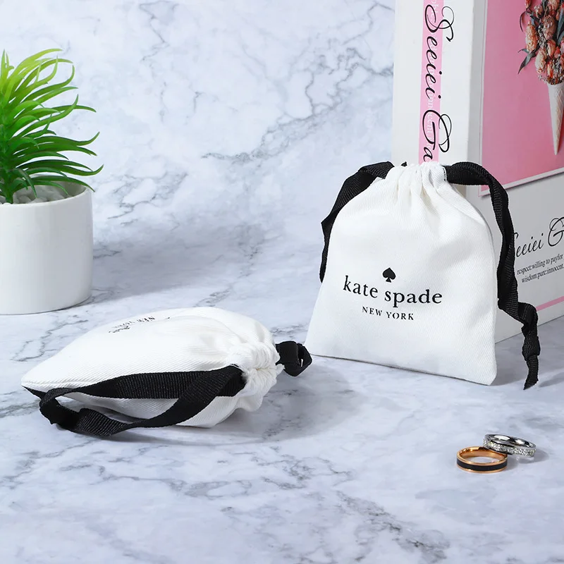 Organic cotton dust bags custom logo printing cotton jewelry packaging pouch