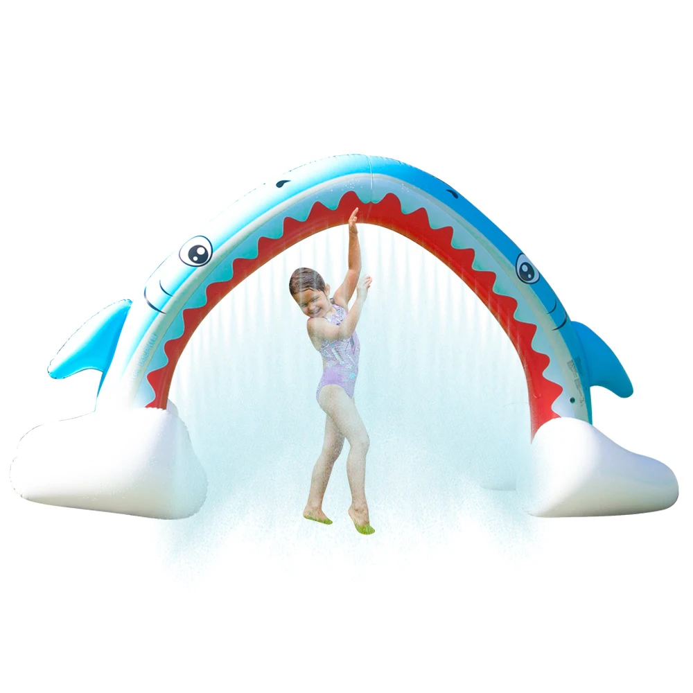 Inflatable Shark Sprinkler for Kids Kids Summer Outdoor Lawn Toy Large Arch Colorful Water Play Sprinkler