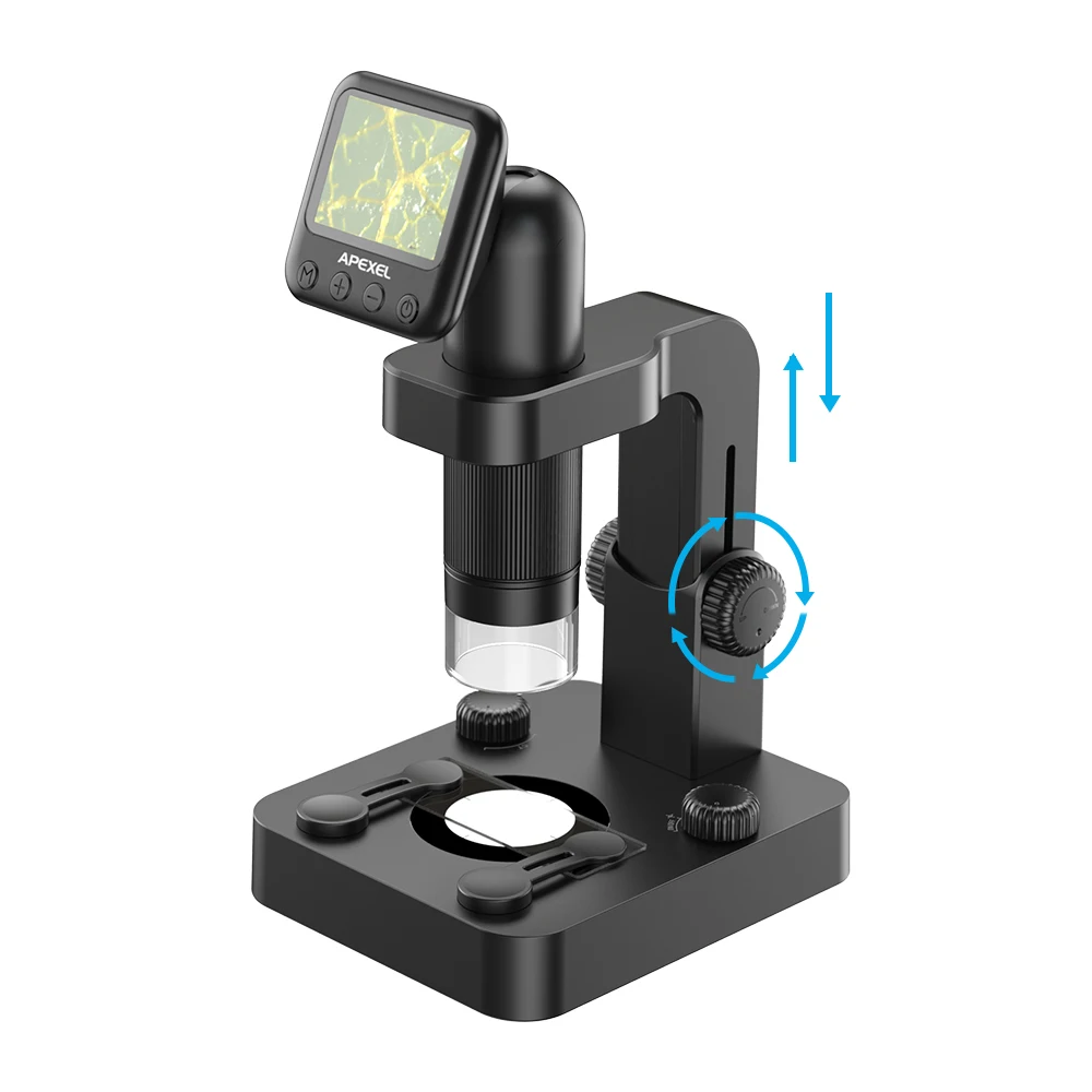 APEXEL Handheld 2' Video Camera LCD Digital Microscope Detachable 20-100X Biological High Resolution Microscope