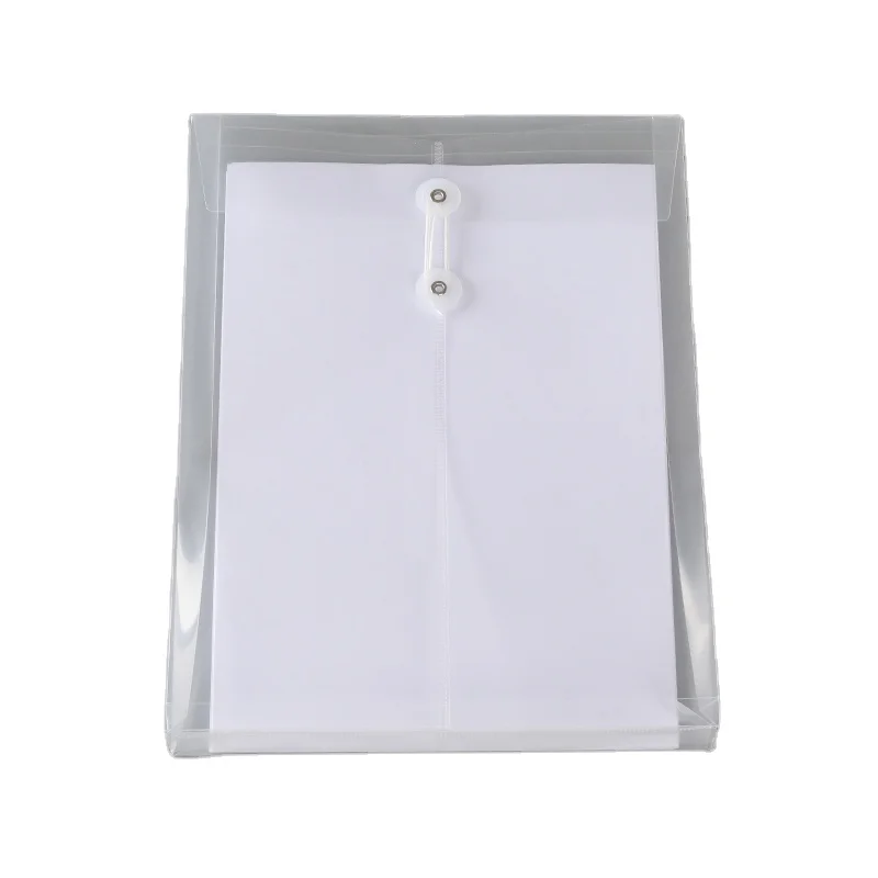 Customized Pp File Bag Document Folder A4 Size Clear Plastic File Envelope Folder With Button And String
