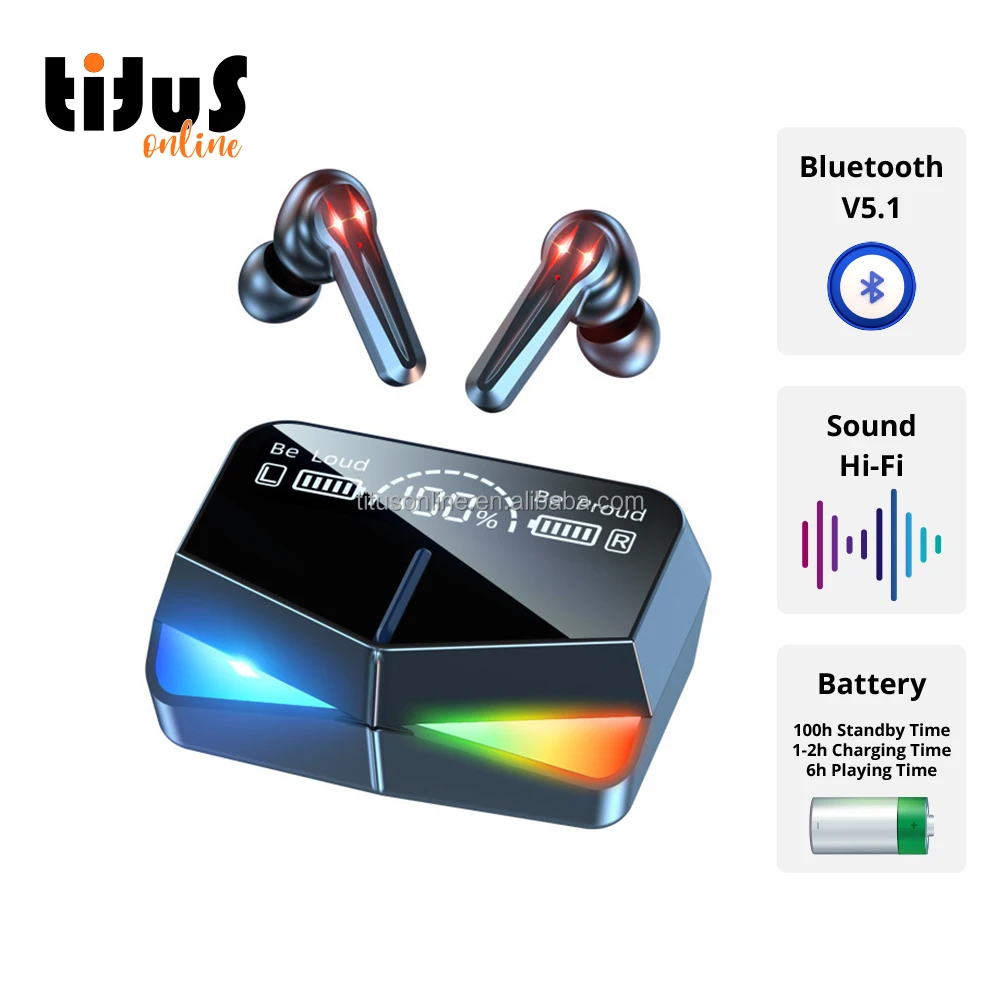 M28 Type C Gaming Earphones Headsets Rgb Lights Wireless Earbuds Gaming Mini Gaming Tws Earbuds