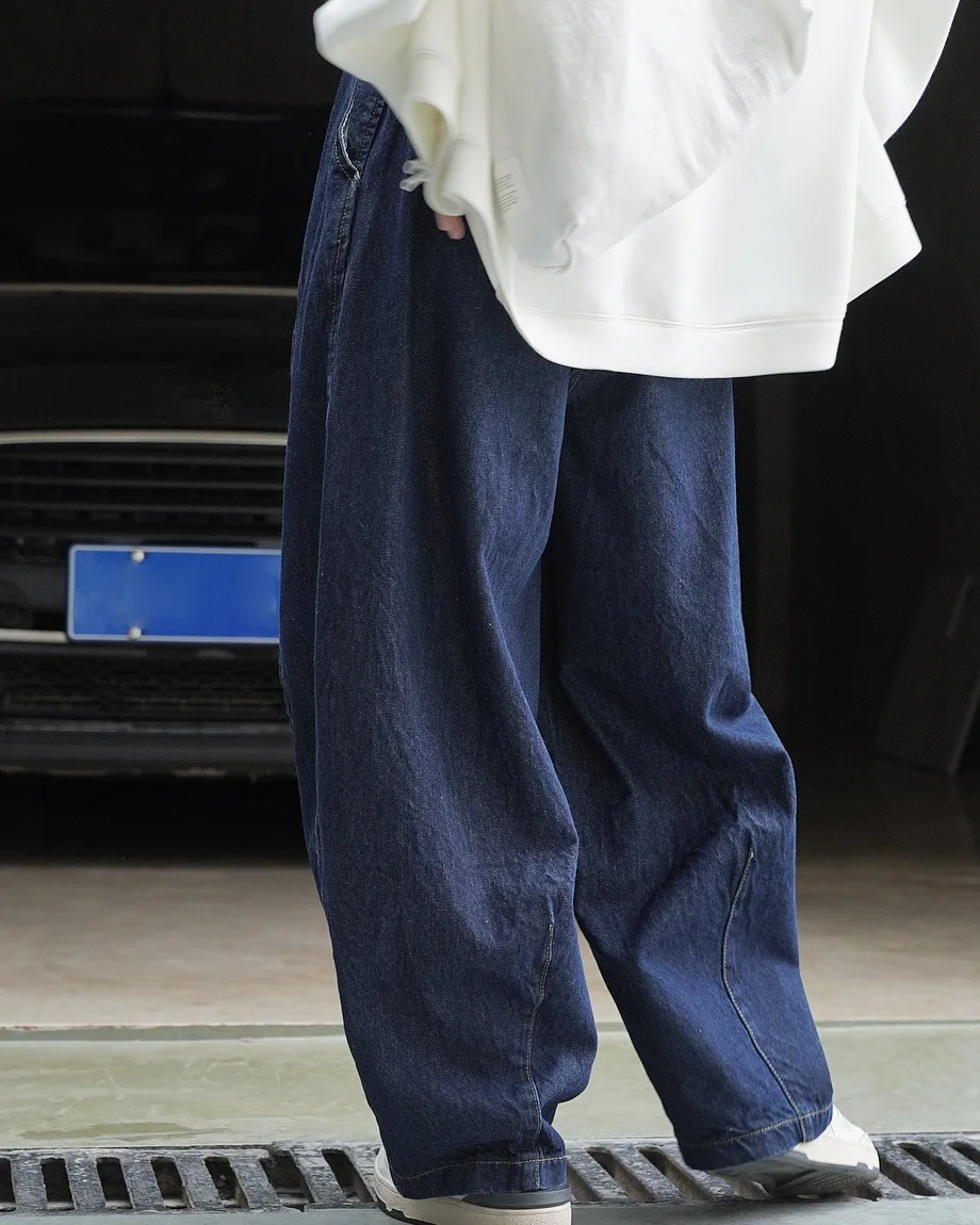 Autumn New Korean Version Japanese Casual Curved High Waist Wide Leg Jeans for Women Denim Slimming Pants Pockets Decoration