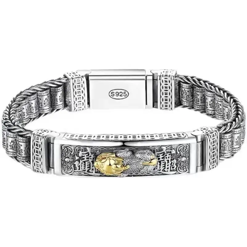 S925 Trending Black Gold Lucky Charm Good Luck Jewelry Armband Gemstone Bracelet Feng Shui Pixiu Amulet Beads To Make Jewelry