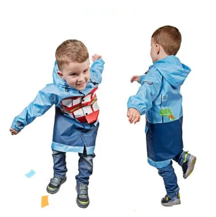 Customized long color changing raincoat PU kid raincoat
