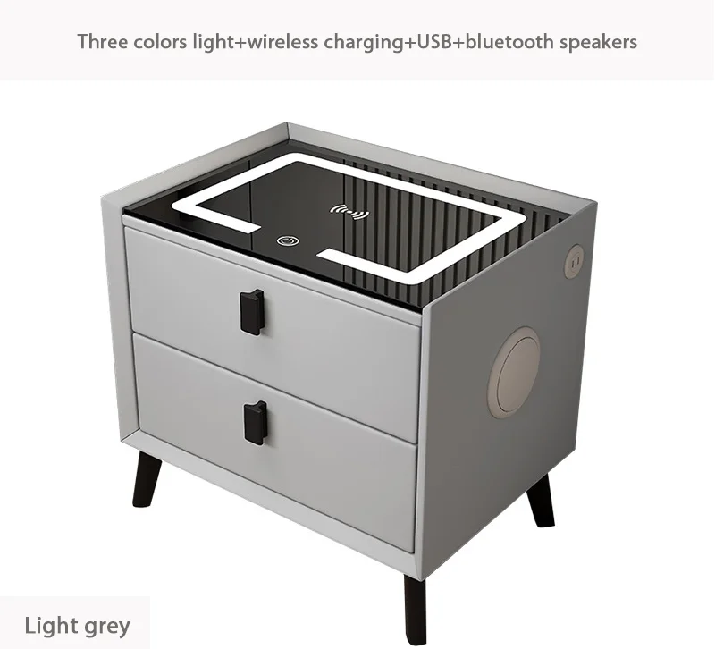 Hanyee 2023  Bedside Table,Wireless Charging Led Light,Usb Port,Bluetooth Speaker Home Furniture Smart High-end Multifunctional