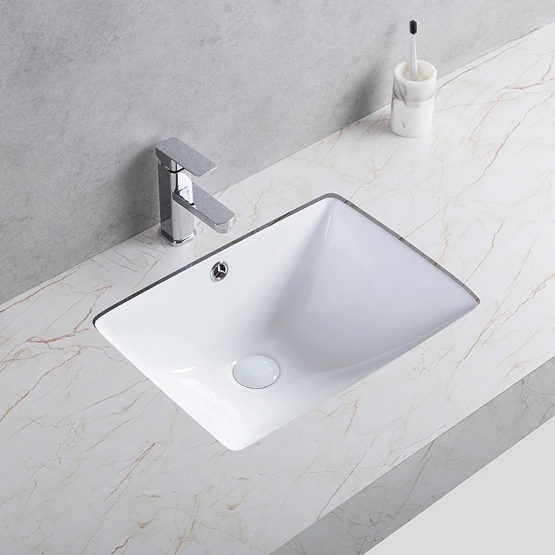 Customized Square Under Counter Bathroom Cabinet Vanity Basin Ceramic Undermount Wash Basin Sink