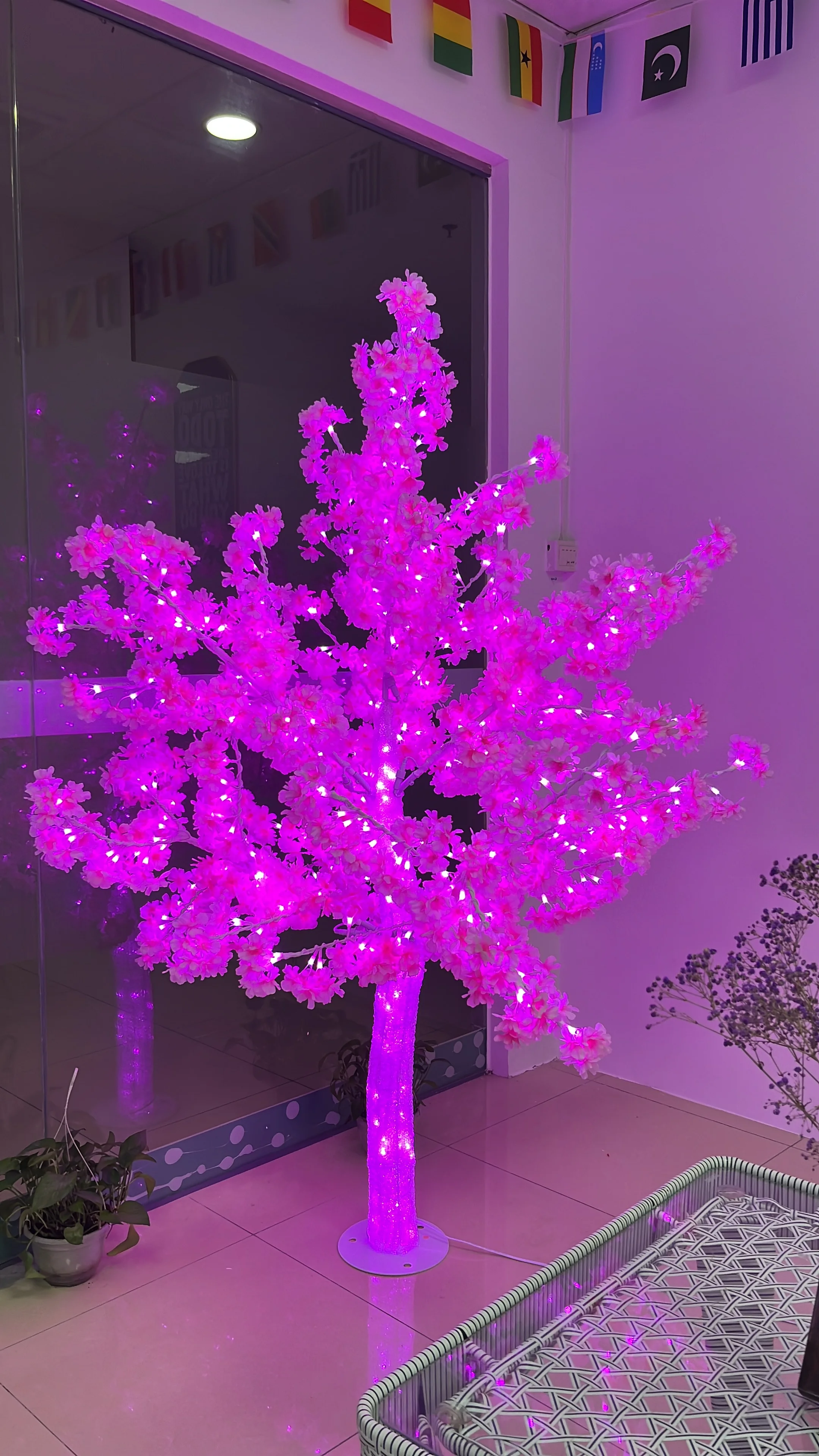 2.5m Artificial Cherry Flower Tree Light Indoor Outdoor Fabric Cloth LED Tree Light for Landscape Lighting and Decoration