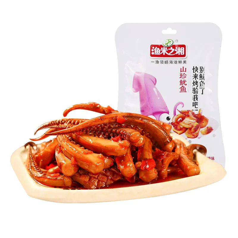 Shanzhen squid barbecue tastes spicy seafood snack in supermarket,95g/bag,30 bags/ carton.