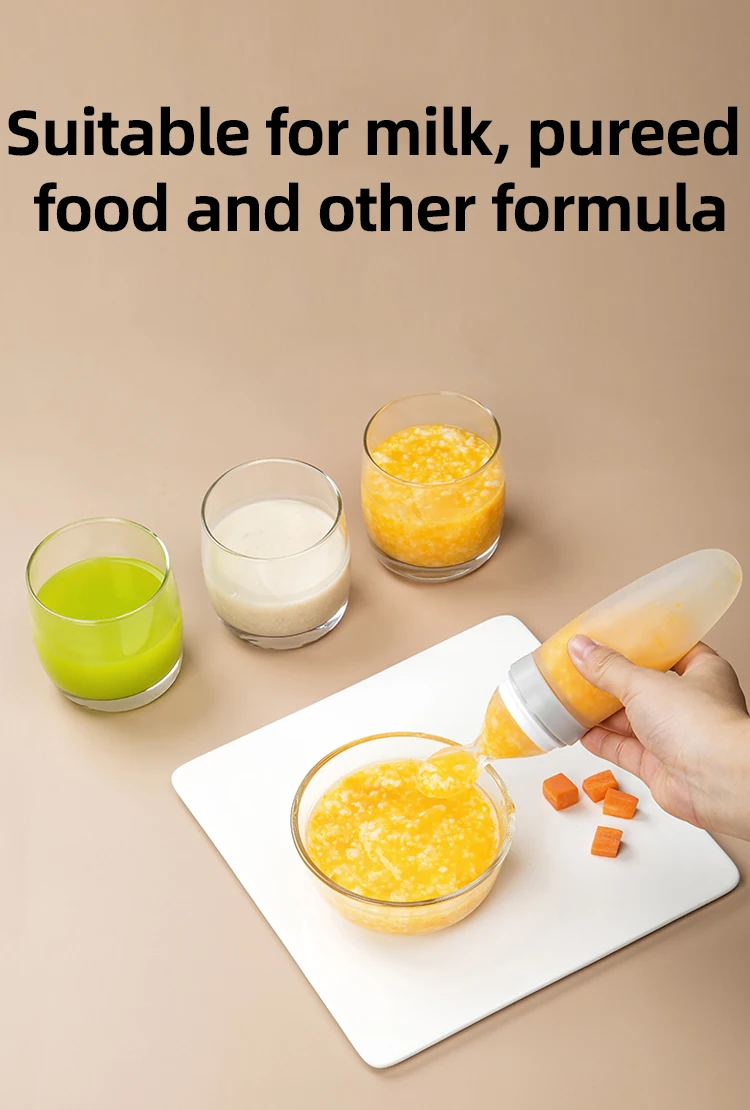 Custom mamadeira colher Silicone  squeeze feeding spoon Fruit Fresh Food Feeder Baby Play Feeding Bottle Fancy Baby Feeder