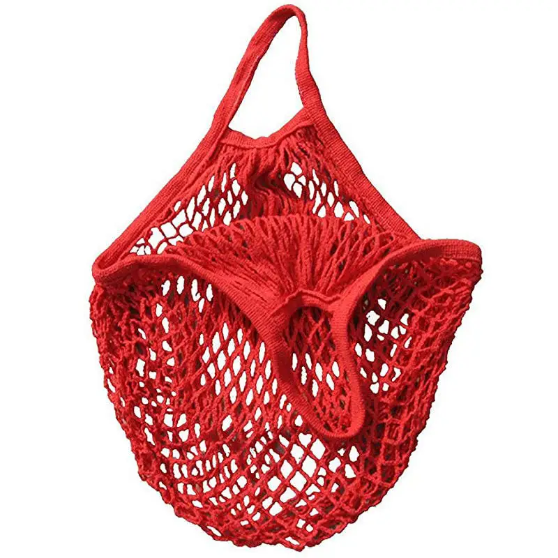 Hot Sell Reusable Shopping Eco Natural Organic Cotton Net Mesh Tote Bag For Fruit Vegetables