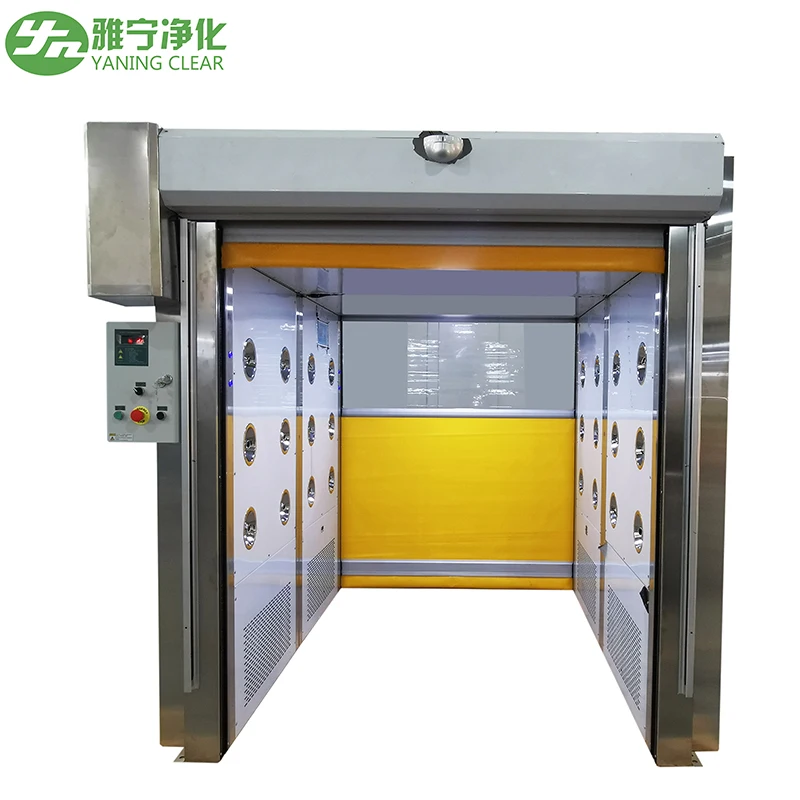 YANING Infrared Sensor PVC Roller Shutter Door HEPA Filter Goods Cargo Air Shower for Cleanroom Manufacturer