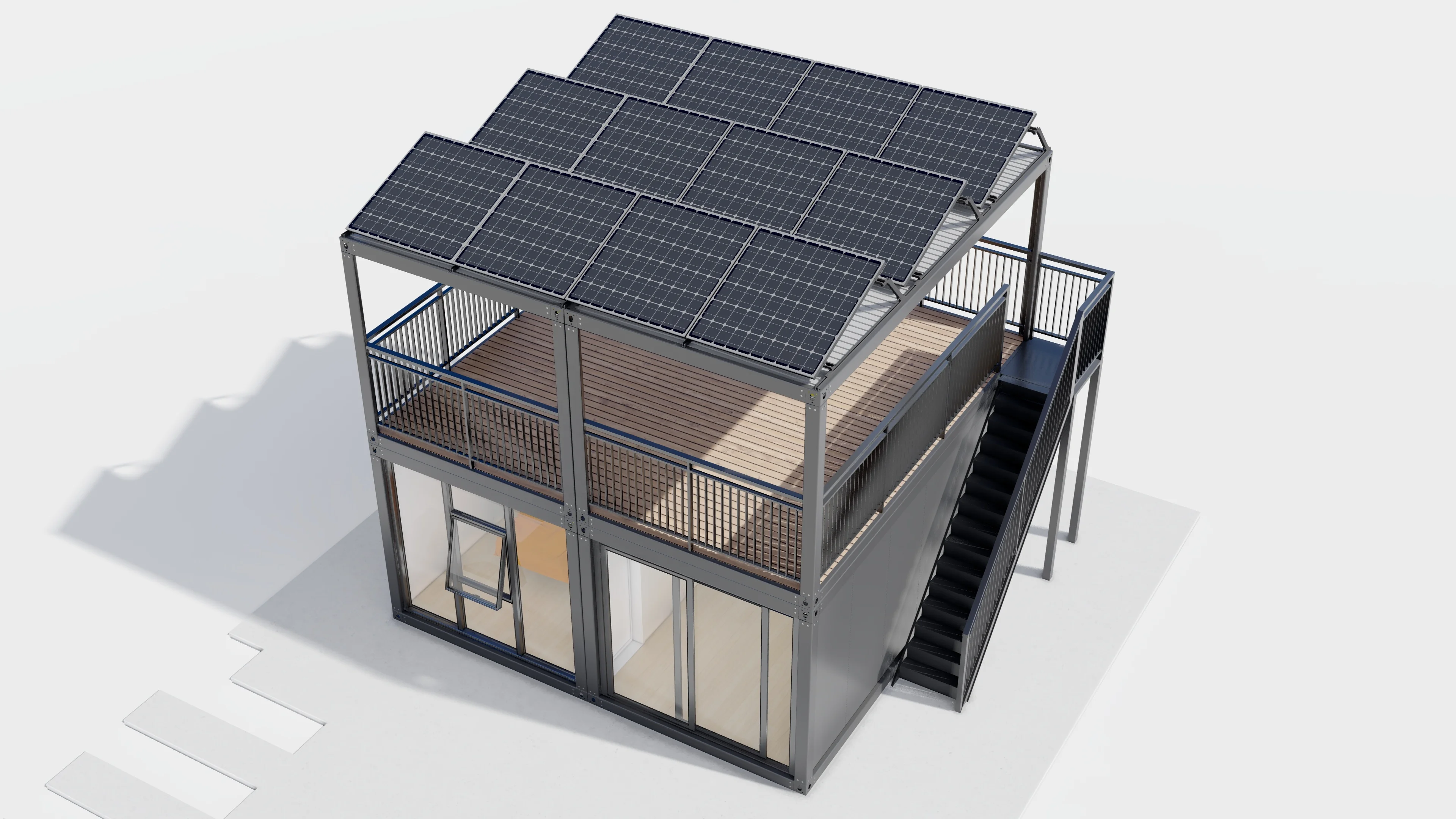 Two-story Foldable and detachable module house solar eco-friendly container house high-tech container home