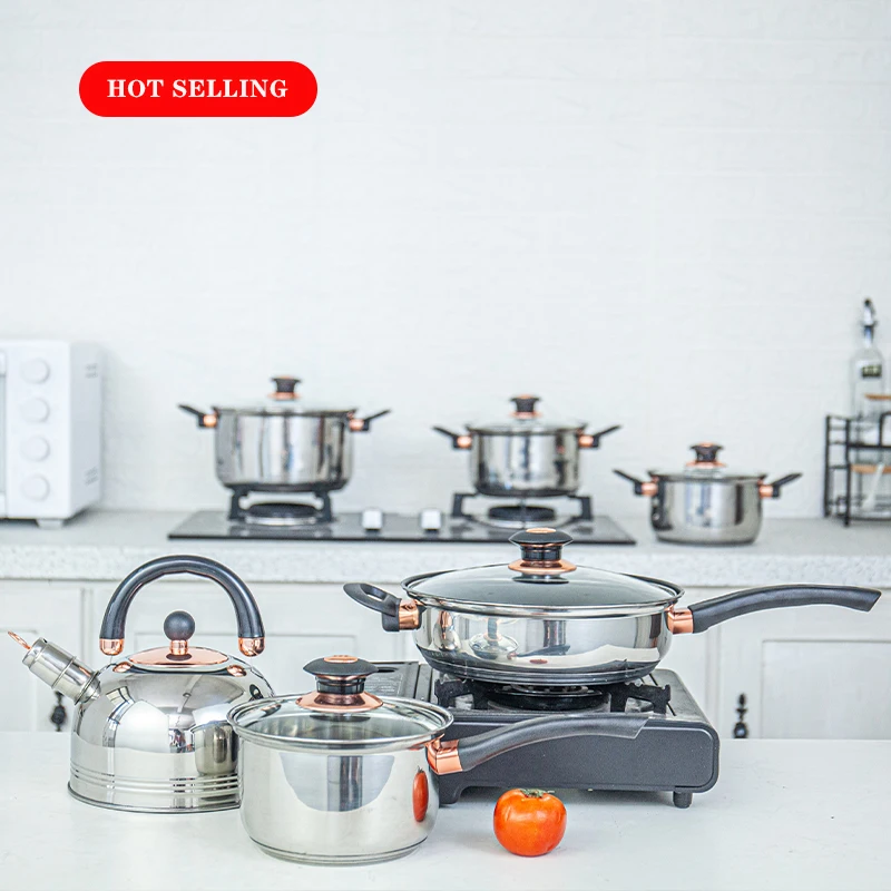 12 Piece Set Panelas- Conjunt 201 Stainless Steel Non Stick Pots For A Variety Of Stoves Manufacturers Sell Set Pot
