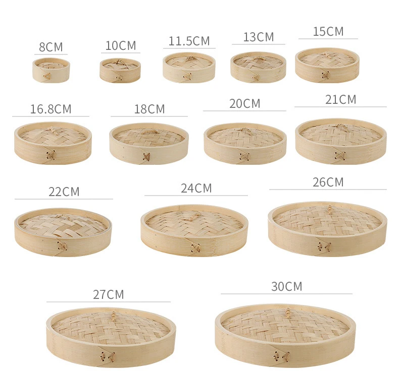 Artisanal Bamboo Steamers in Various Sizes  2 Tier Design for Culinary