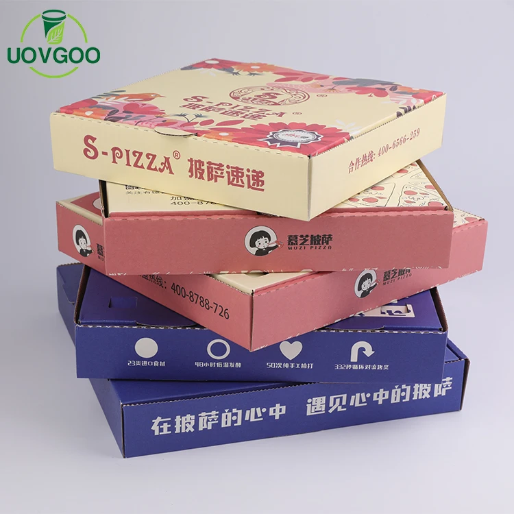 Custom Printed Logo Corrugated Paper Pizza Boxes Paper Boxes Wholesale