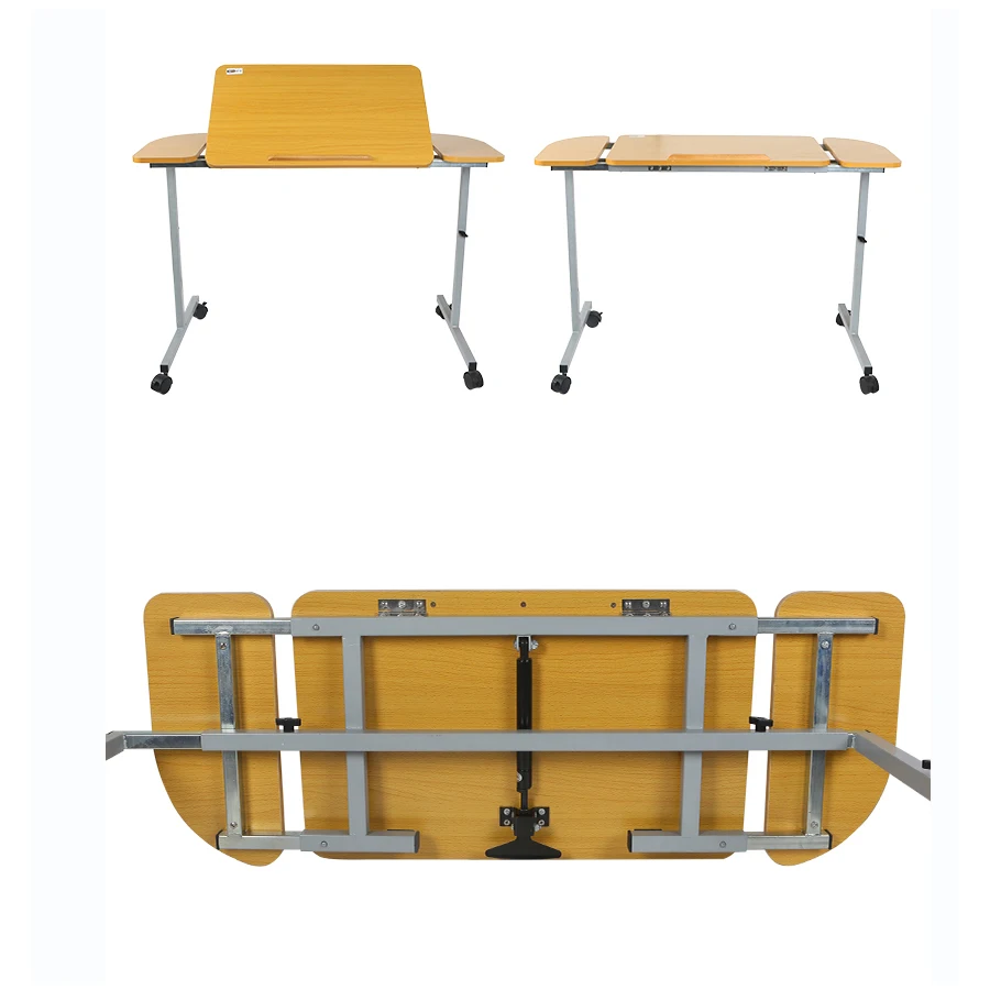 UZLQ-070011 Height Adjustable Mobile Laptop Stand Desk Rolling Cart Titling Overbed Table with Wheels Metal Dining Tables Modern