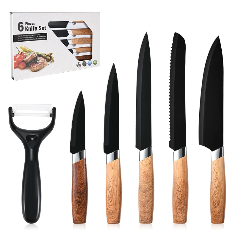3cr13 stainless steel cutting tool kitchen knives suit PP handle fruit bread sharp 7 inch chef knife 6pcs kitchen knife set