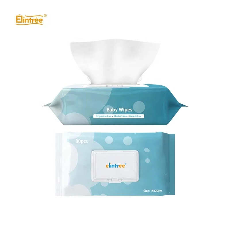 Elintree Disposable Alcohol Free Wet Cleaning Wet Wipes Unscented Moist Baby Wet Napkins For Hand