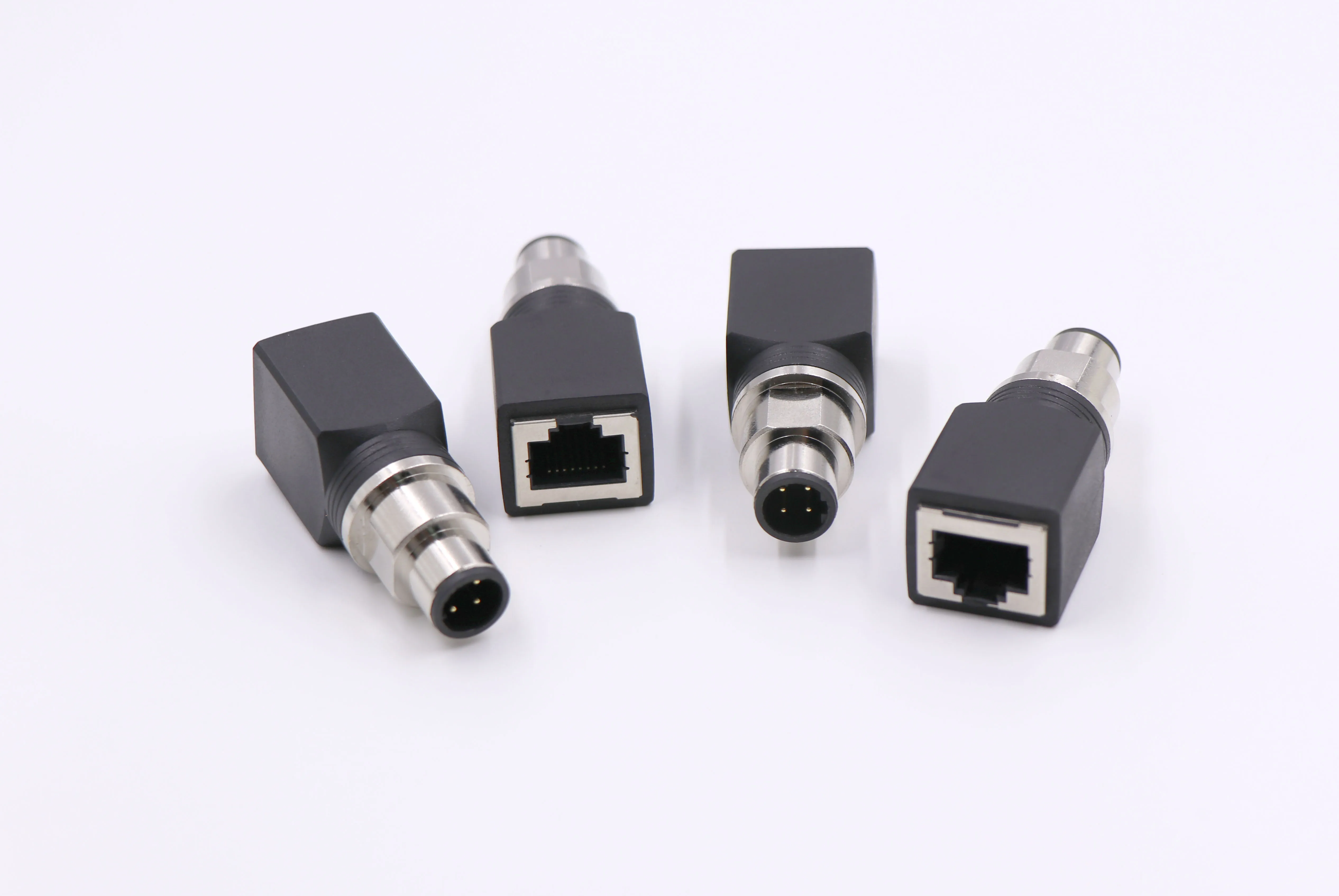 M12 to RJ45 male female Gigabit Ethernet adapter 4P 8P