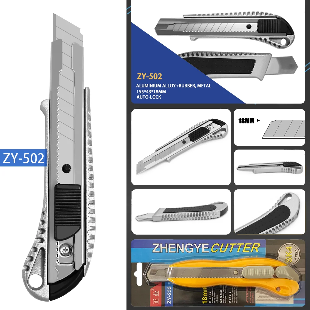 Aluminium Alloy Retractable Blade Utility Knife safe heavy duty aluminum knife cutter