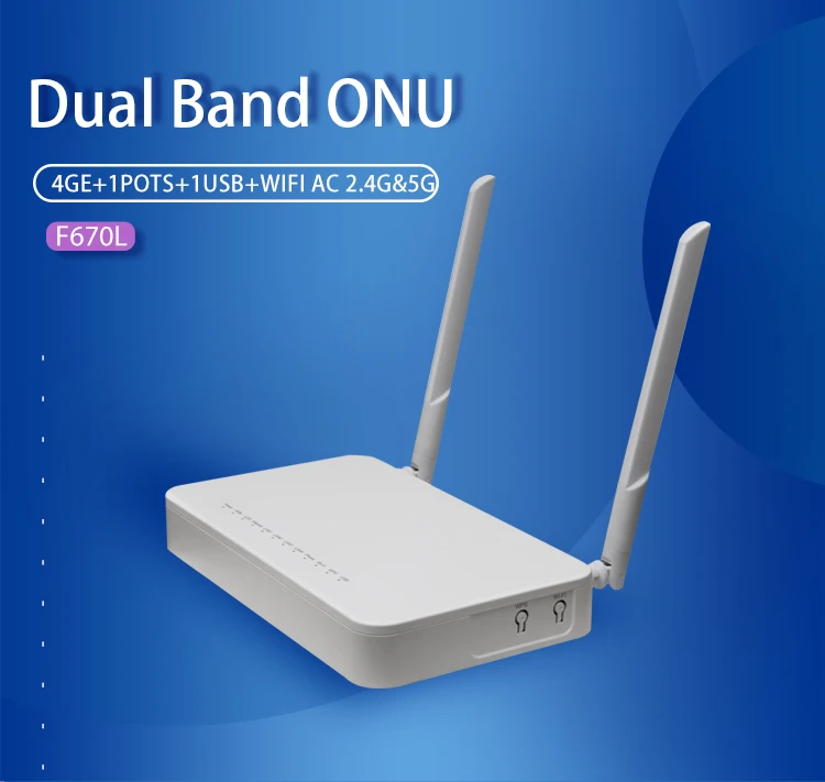 Хорошая цена двухдиапазонный F670L Gpon Epon Onu маршрутизатор 4Ge 1Pot Usb Wifi 2 4g /5g для оптоволоконного