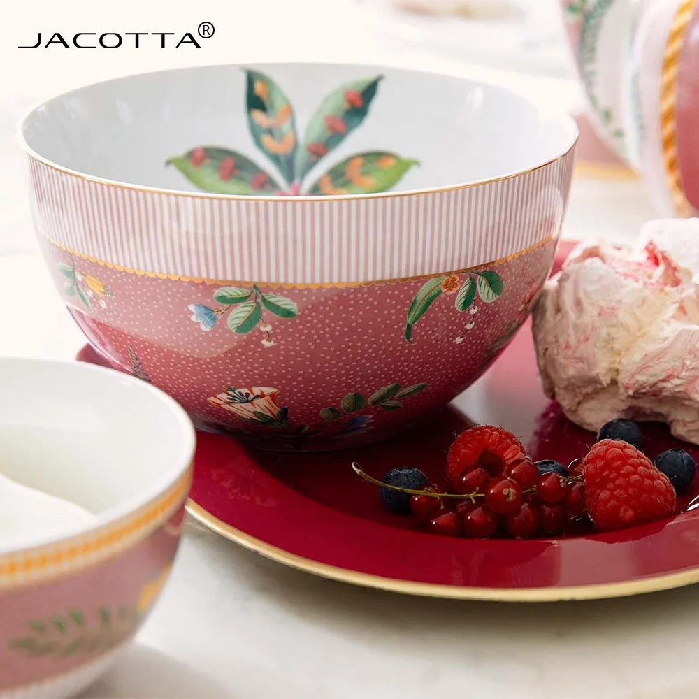 Bone china tea cup and saucer flower pot porcelain tea set cup and saucer with milk jug and sugar bowl tableware