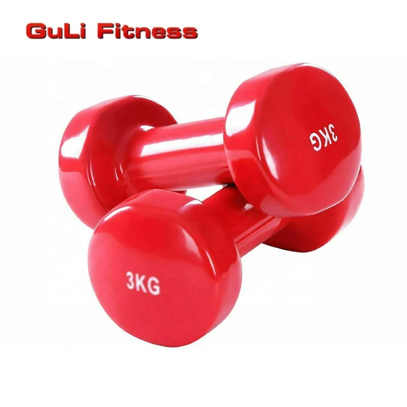 Customized Hex Vinyl Coated Dumbbells lb 5KG Cast Iron Urethane Dumbbells Set Gym Home Fitness Color Dumbbells
