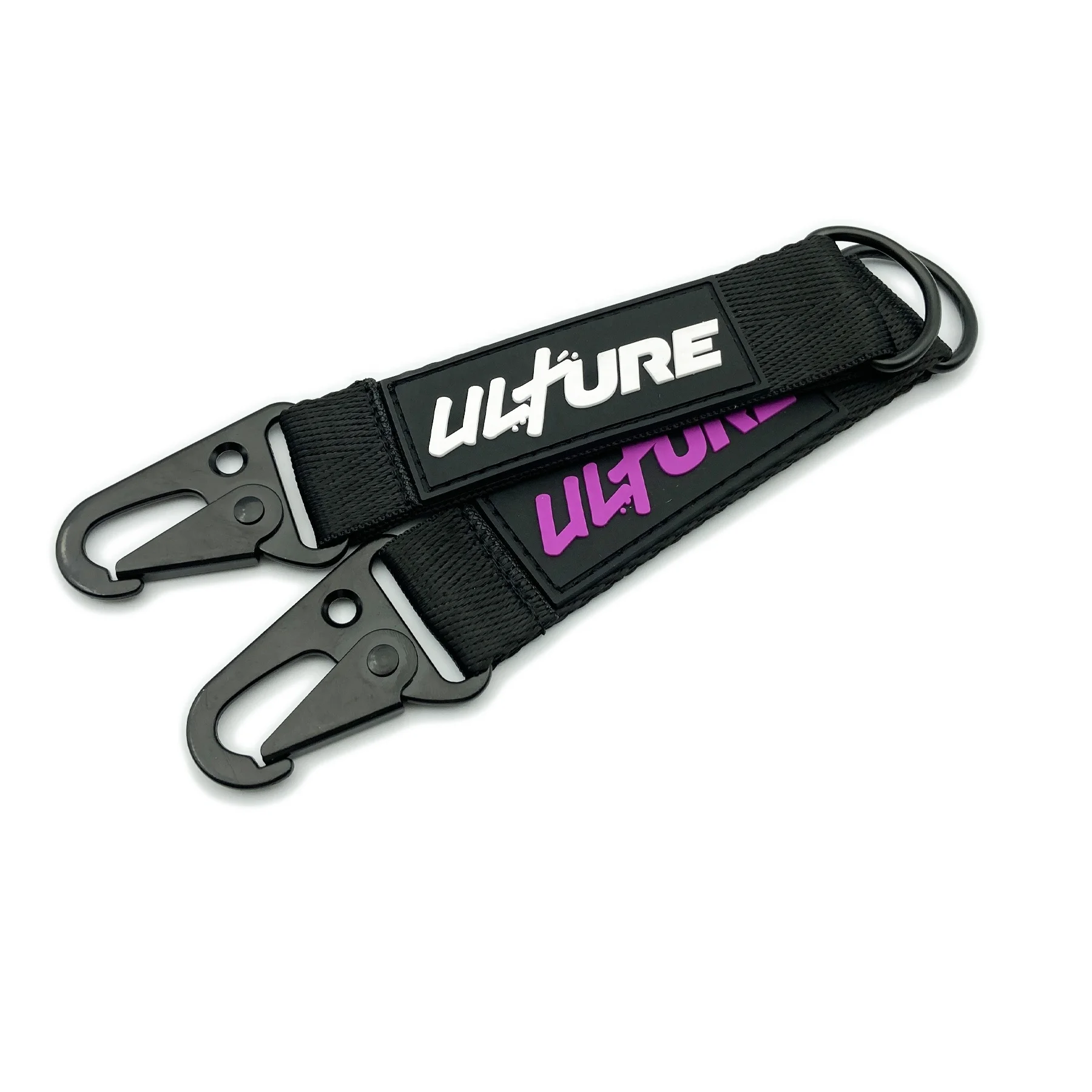 Customized Carabiner Key Tag Eagle Beak Buckle Key Holder Ribbon Motor Key Holder with Rubber LOGO