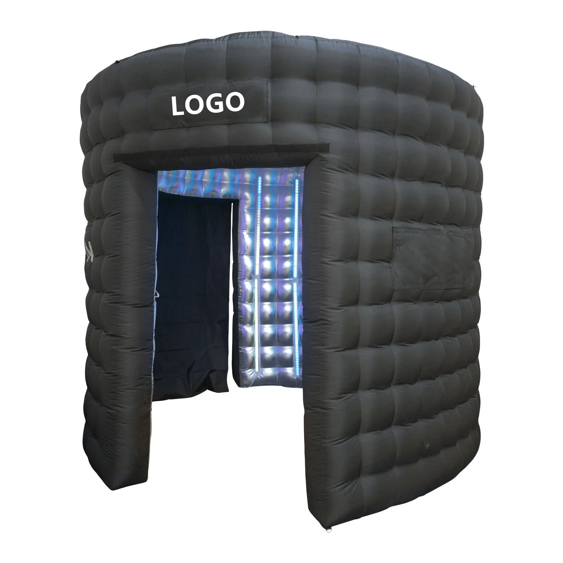 Custom inflatable photobooth led 360 photo booth inflatable cube photo booth enclosure black dome