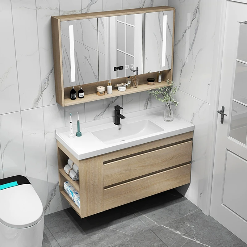 2024 New Combination Cabinet Dressing Intelligent Mirror Cabinet Wall Mounted Ceramic Basin Bathroom Sink