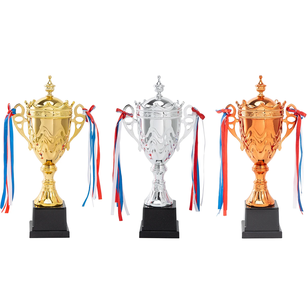 Чемпионский трофей из золотой серебряной бронзы популярный для спортивных соревнований Универсальный спортивный клуб с деревянным железным основанием TB07