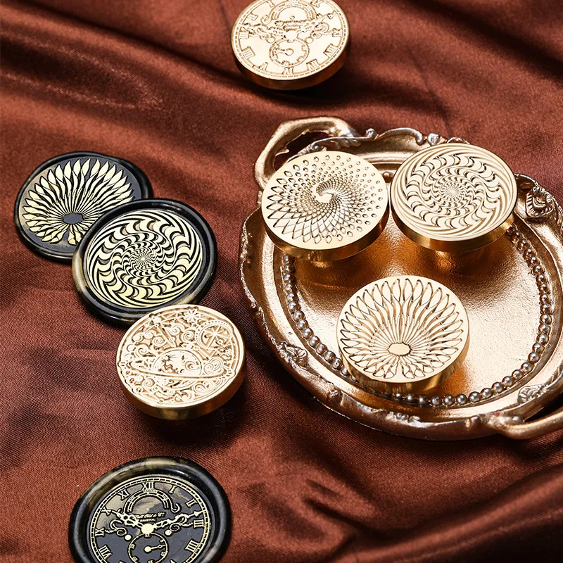 Wholesales Reincarnation Series Visual Contrast Wave Point Spiral Broken Picture Frame Wax Seal Stamp Head