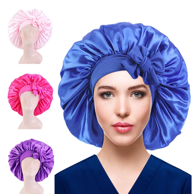 Syh856 Silk Bonnet for Sleeping Women Satin Bonnet Hair Bonnet Night Sleep Cap Scarf wrap for Curly Hair with tie Band