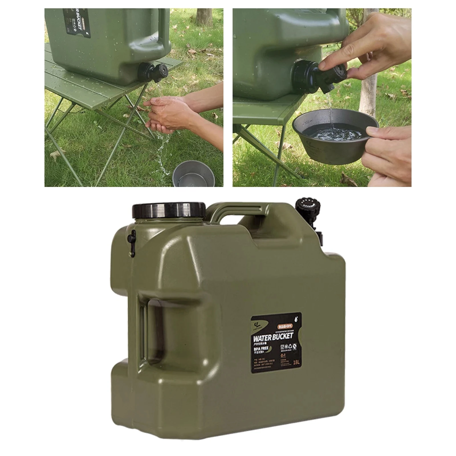 Outdoor Portable Water Bucket for camping Container BPA Free with Spout Fluid Drinks Bottle