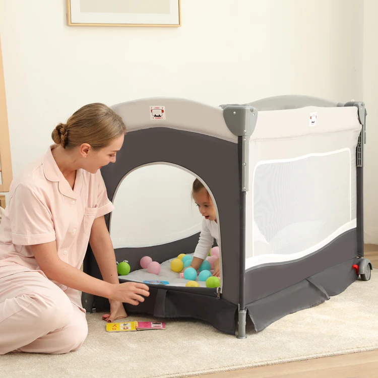 Портативный складной детский манеж для кроватки, детский безопасный манеж с люлькой, детская кроватка/