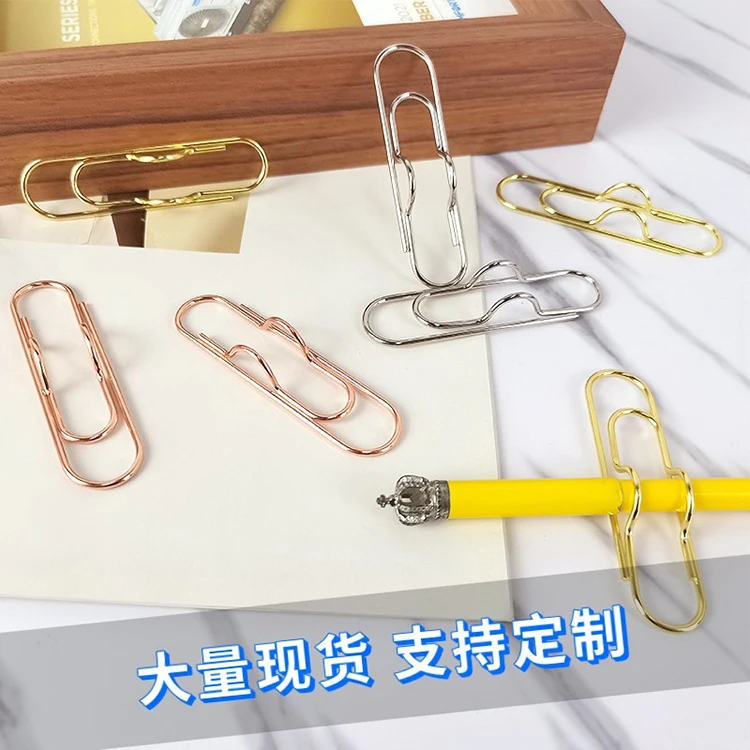 Multi-purpose metal pen holding spring clips gold metal pencil paper clips