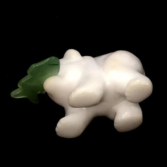 Natural Reiki Crystal Carved Animals Craft White Jade Quartz Crystal Carving Bear
