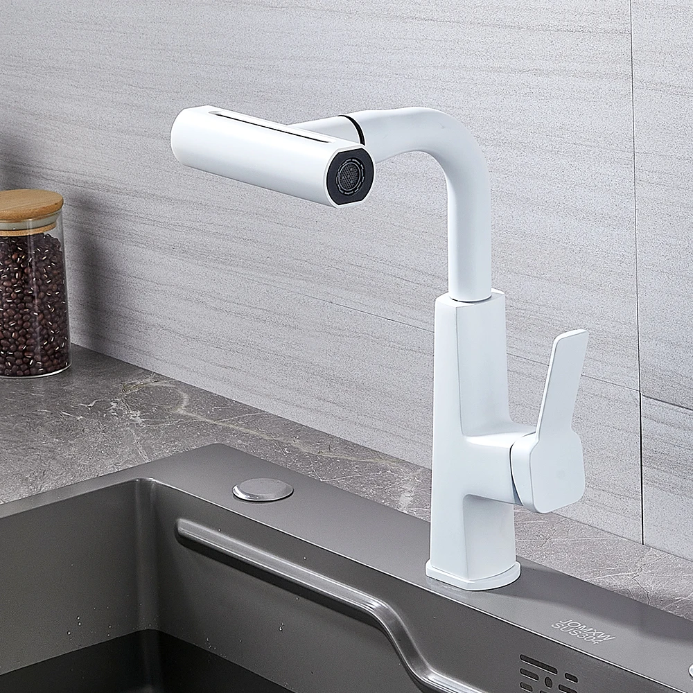 Chrome Kitchen Sink Mixer Brushed Nickle Water Tap Pull Out Rotation Waterfall Stream Sprayer Head  Flexible Kitchen Faucets