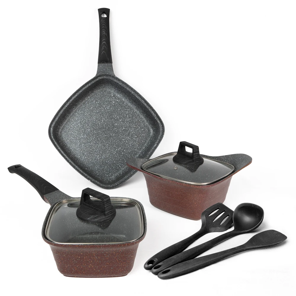 hot-sale cast aluminum cookware set with granite coating